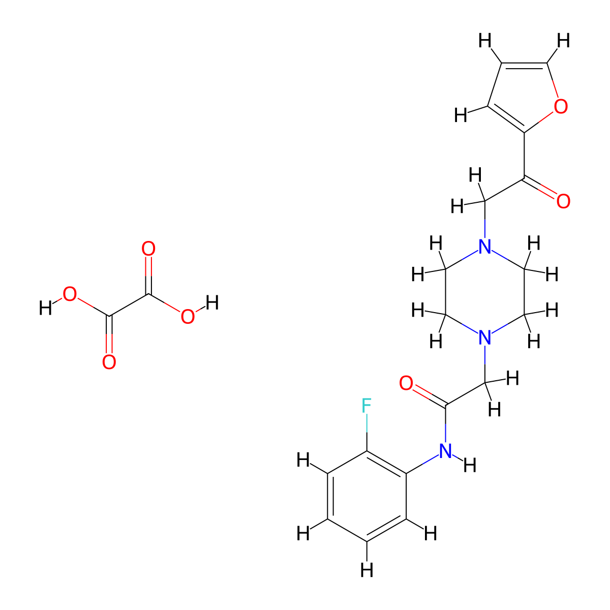 N-(2-fluorophenyl)-2-(4-(2-(furan-2-yl)-2-oxoethyl)piperazin-1-yl)acetamide oxalate molecular structure, CAS 2034586-10-0