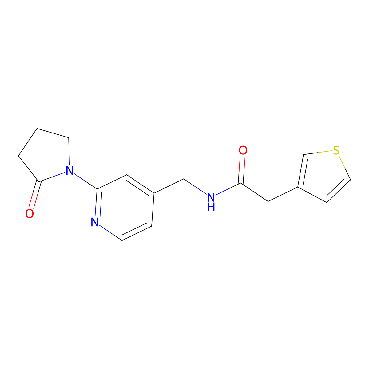 N-{[2-(2-oxopyrrolidin-1-yl)pyridin-4-yl]methyl}-2-(thiophen-3-yl)acetamide molecular structure, CAS 2034586-12-2