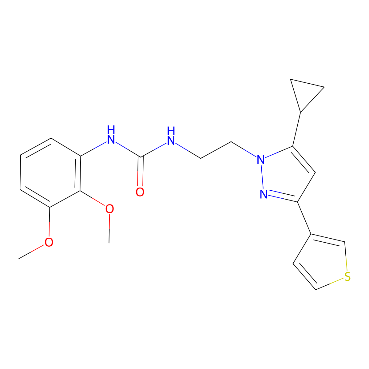 1-(2-(5-cyclopropyl-3-(thiophen-3-yl)-1H-pyrazol-1-yl)ethyl)-3-(2,3-dimethoxyphenyl)urea molecular structure, CAS 2034586-14-4