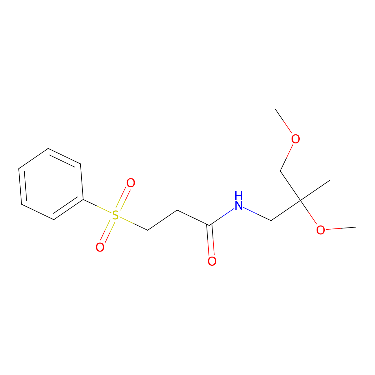 3-(benzenesulfonyl)-N-(2,3-dimethoxy-2-methylpropyl)propanamide molecular structure, CAS 2034586-16-6