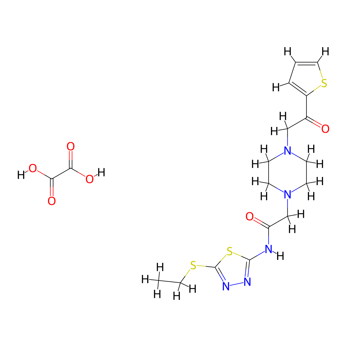 N-(5-(ethylthio)-1,3,4-thiadiazol-2-yl)-2-(4-(2-oxo-2-(thiophen-2-yl)ethyl)piperazin-1-yl)acetamide oxalate molecular structure, CAS 2034586-29-1