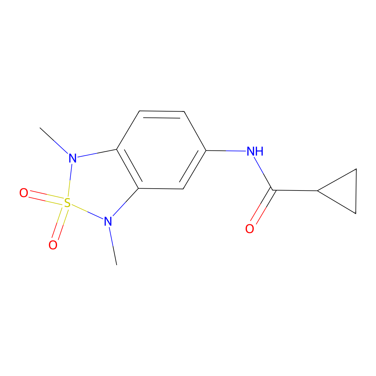 N-(1,3-dimethyl-2,2-dioxido-1,3-dihydrobenzo[c][1,2,5]thiadiazol-5-yl)cyclopropanecarboxamide molecular structure, CAS 2034586-31-5