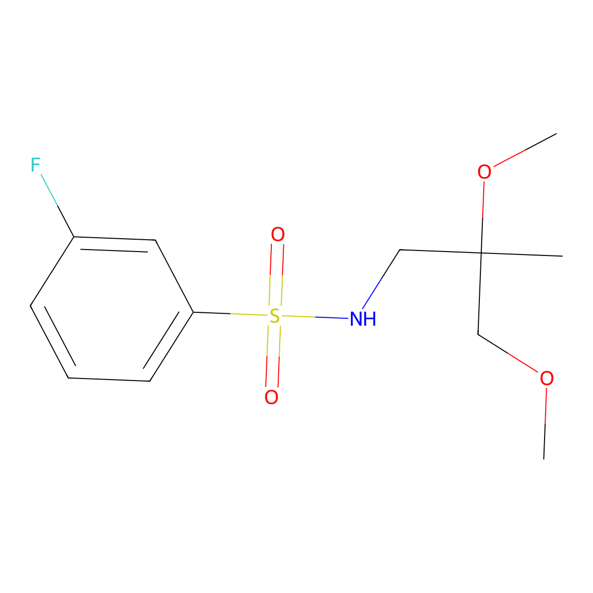 N-(2,3-dimethoxy-2-methylpropyl)-3-fluorobenzene-1-sulfonamide molecular structure, CAS 2034586-32-6