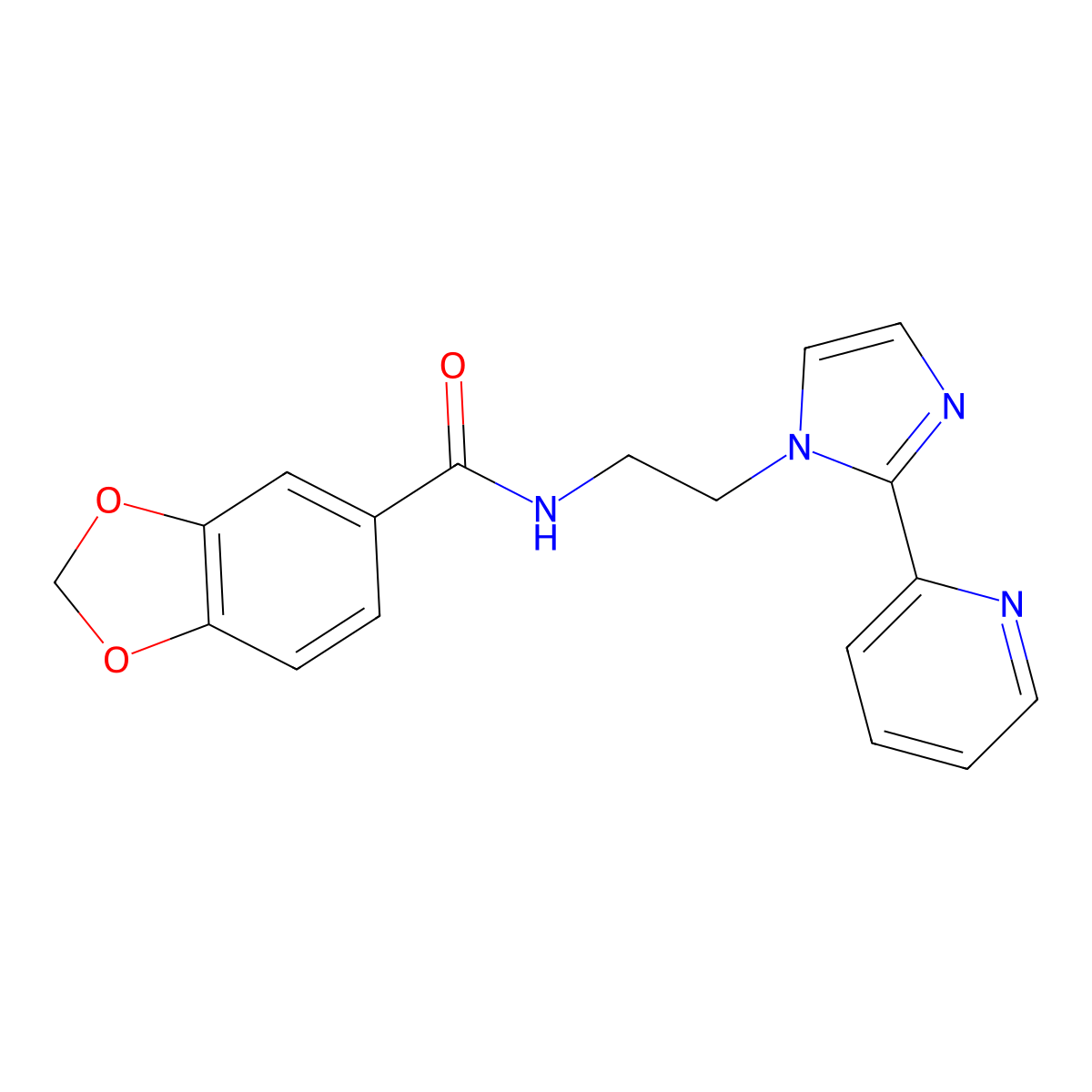 N-(2-(2-(pyridin-2-yl)-1H-imidazol-1-yl)ethyl)benzo[d][1,3]dioxole-5-carboxamide molecular structure, CAS 2034586-38-2