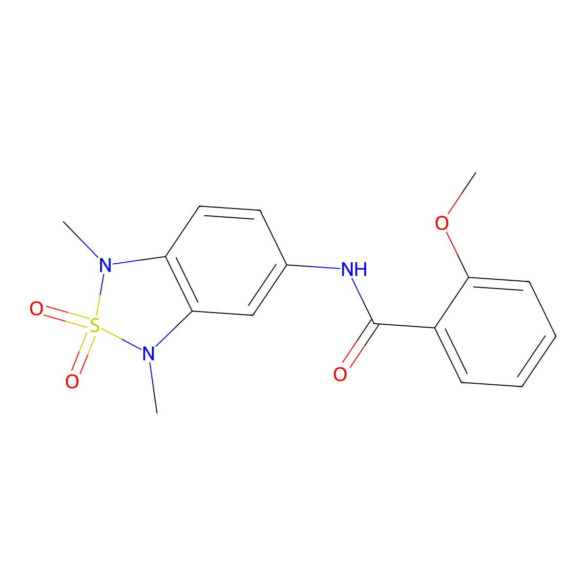 N-(1,3-dimethyl-2,2-dioxido-1,3-dihydrobenzo[c][1,2,5]thiadiazol-5-yl)-2-methoxybenzamide molecular structure, CAS 2034586-46-2