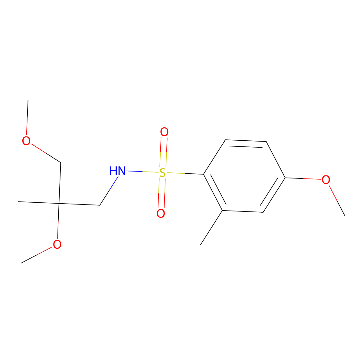 N-(2,3-dimethoxy-2-methylpropyl)-4-methoxy-2-methylbenzene-1-sulfonamide molecular structure, CAS 2034586-47-3