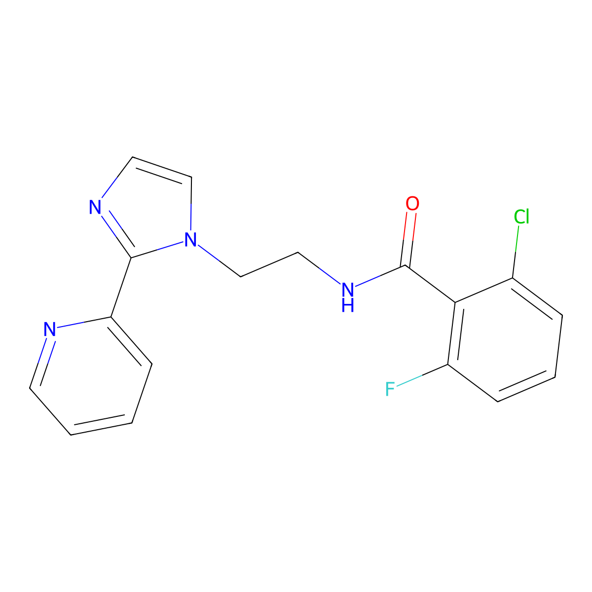 2-chloro-6-fluoro-N-{2-[2-(pyridin-2-yl)-1H-imidazol-1-yl]ethyl}benzamide molecular structure, CAS 2034586-50-8
