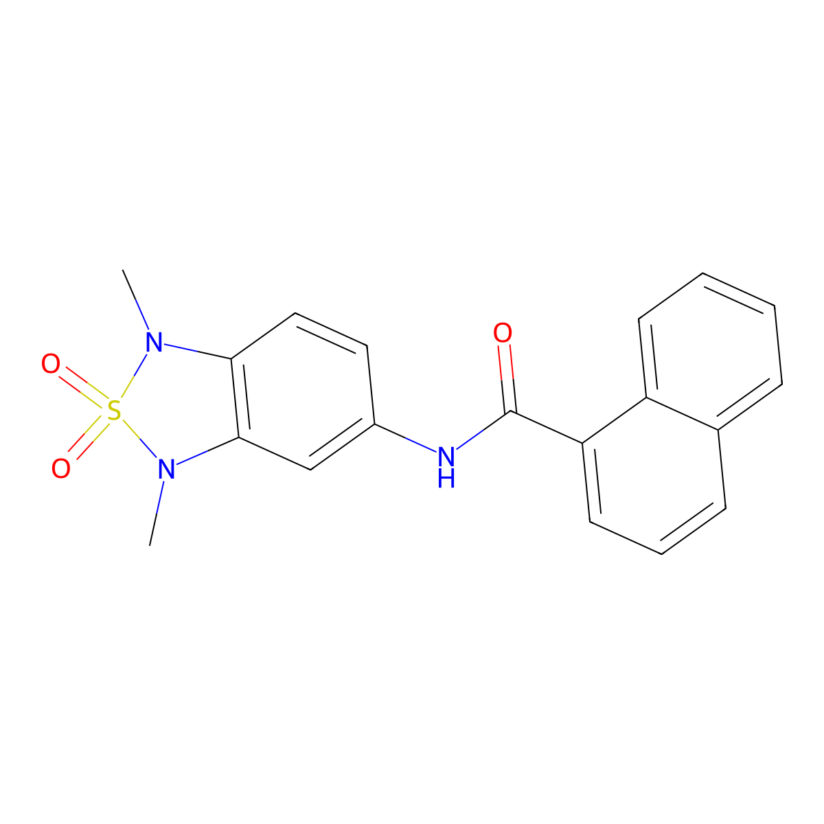 N-(1,3-dimethyl-2,2-dioxido-1,3-dihydrobenzo[c][1,2,5]thiadiazol-5-yl)-1-naphthamide molecular structure, CAS 2034586-55-3