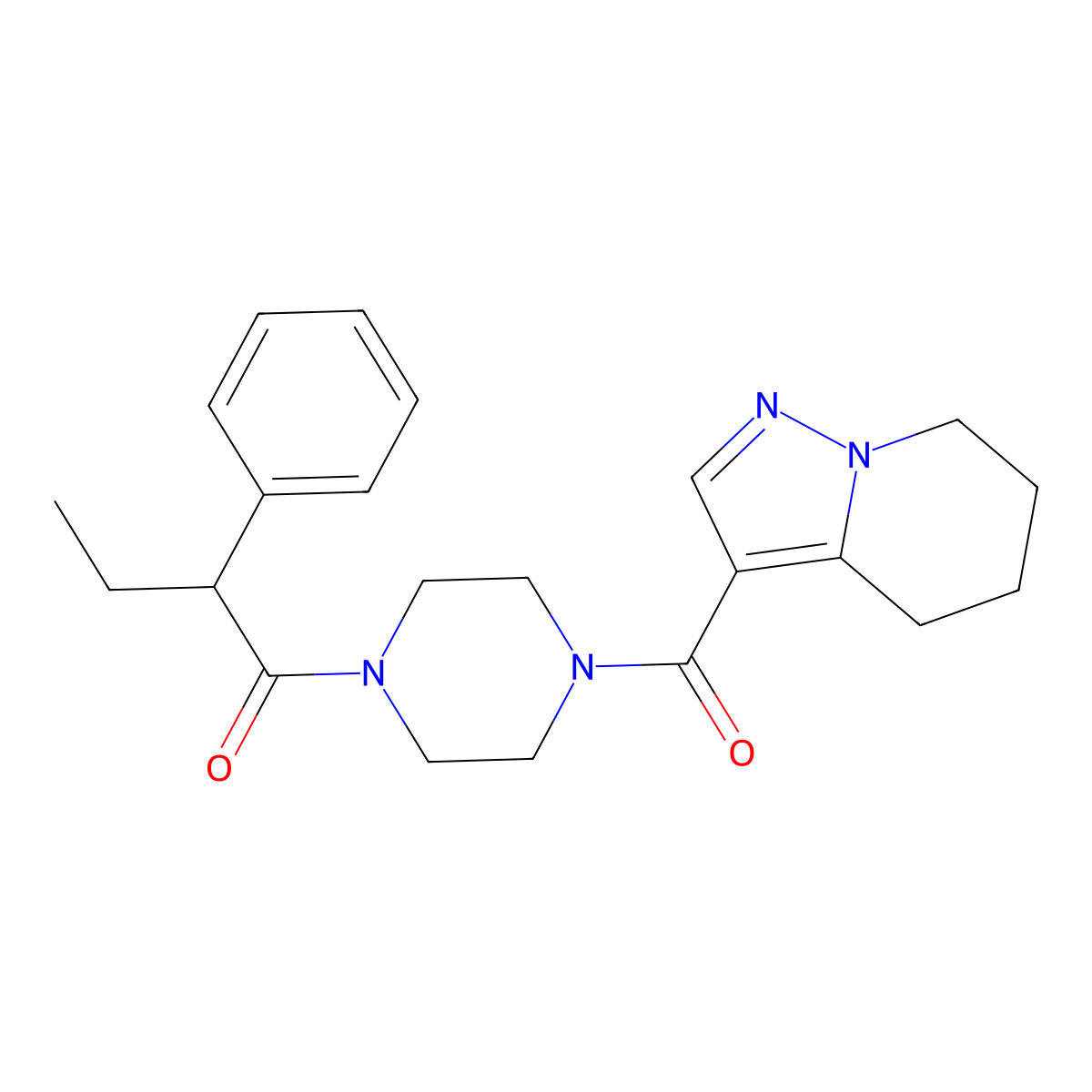2-Phenyl-1-(4-(4,5,6,7-tetrahydropyrazolo[1,5-a]pyridine-3-carbonyl)piperazin-1-yl)butan-1-one molecular structure, CAS 2034586-59-7