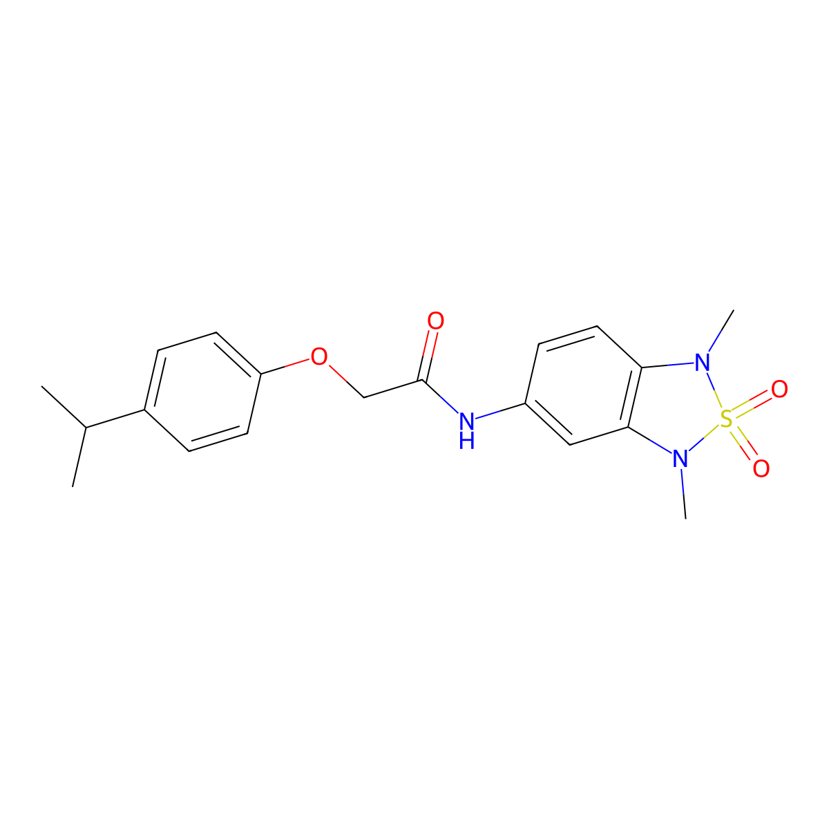 N-(1,3-dimethyl-2,2-dioxido-1,3-dihydrobenzo[c][1,2,5]thiadiazol-5-yl)-2-(4-isopropylphenoxy)acetamide molecular structure, CAS 2034586-60-0