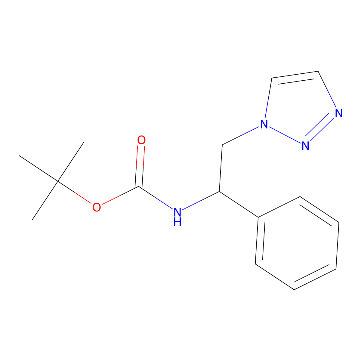 tert-butyl (1-phenyl-2-(1H-1,2,3-triazol-1-yl)ethyl)carbamate molecular structure, CAS 2034586-64-4