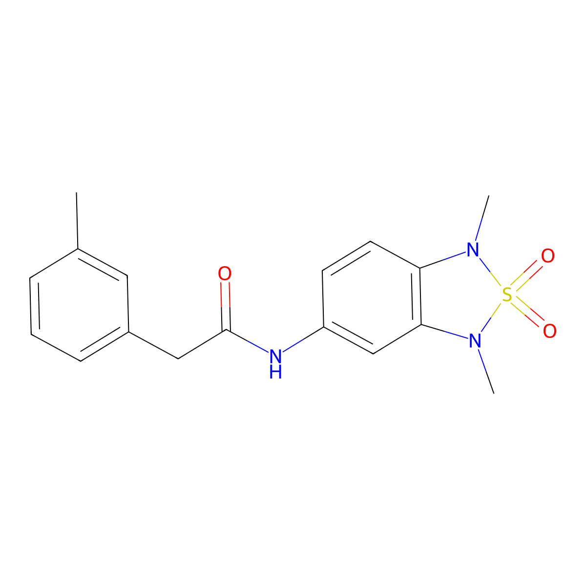 N-(1,3-dimethyl-2,2-dioxido-1,3-dihydrobenzo[c][1,2,5]thiadiazol-5-yl)-2-(m-tolyl)acetamide molecular structure, CAS 2034586-69-9