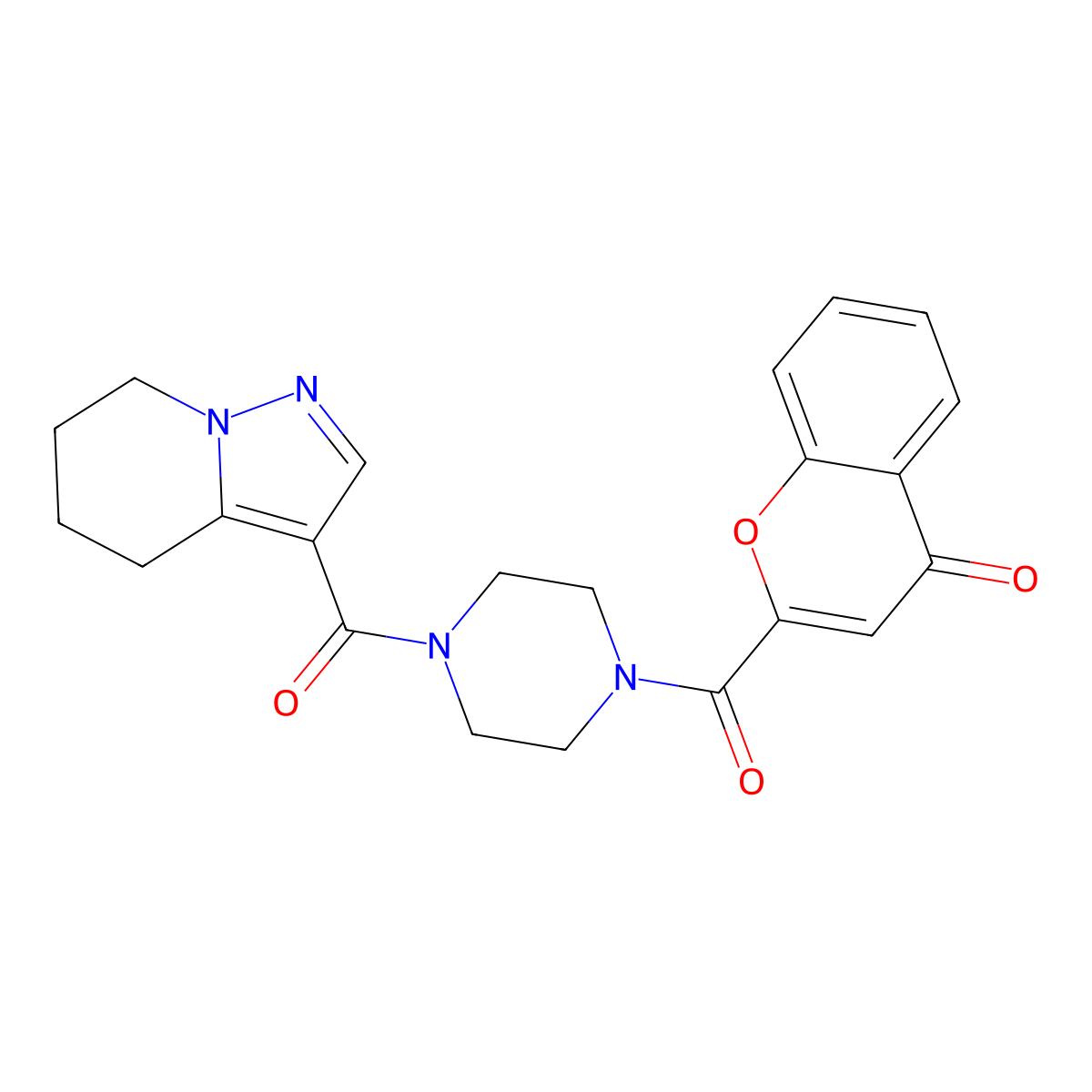 2-(4-(4,5,6,7-tetrahydropyrazolo[1,5-a]pyridine-3-carbonyl)piperazine-1-carbonyl)-4H-chromen-4-one molecular structure, CAS 2034586-70-2