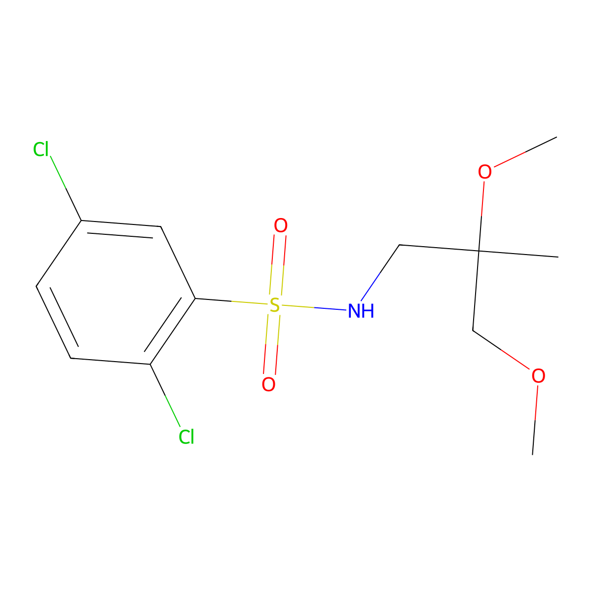 2,5-dichloro-N-(2,3-dimethoxy-2-methylpropyl)benzene-1-sulfonamide molecular structure, CAS 2034586-77-9