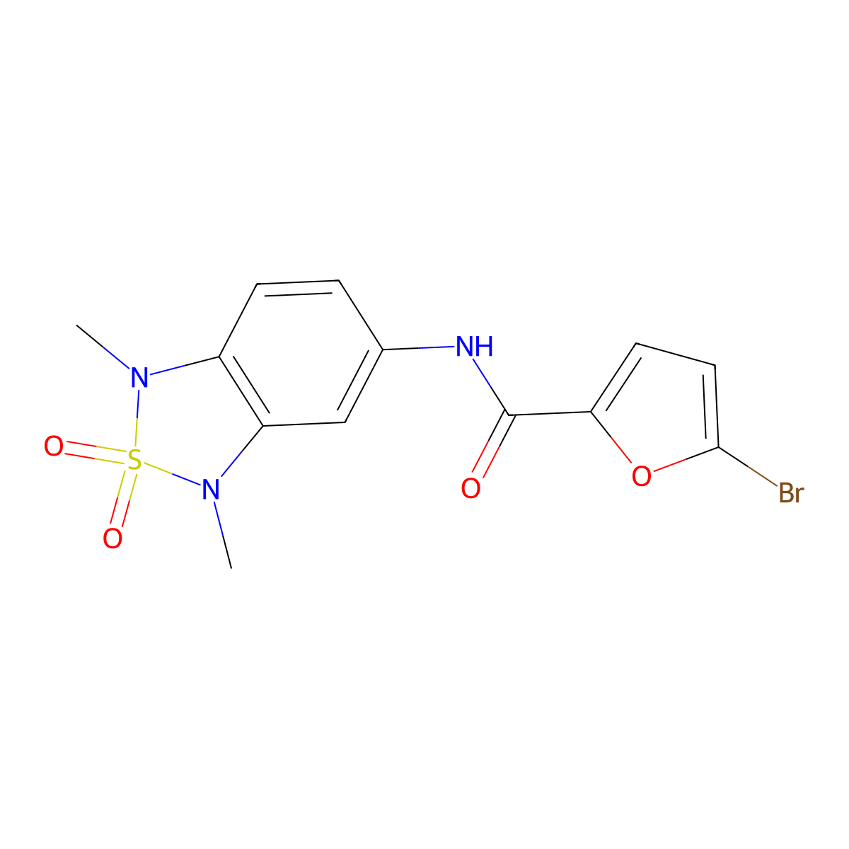 5-bromo-N-(1,3-dimethyl-2,2-dioxido-1,3-dihydrobenzo[c][1,2,5]thiadiazol-5-yl)furan-2-carboxamide molecular structure, CAS 2034586-79-1
