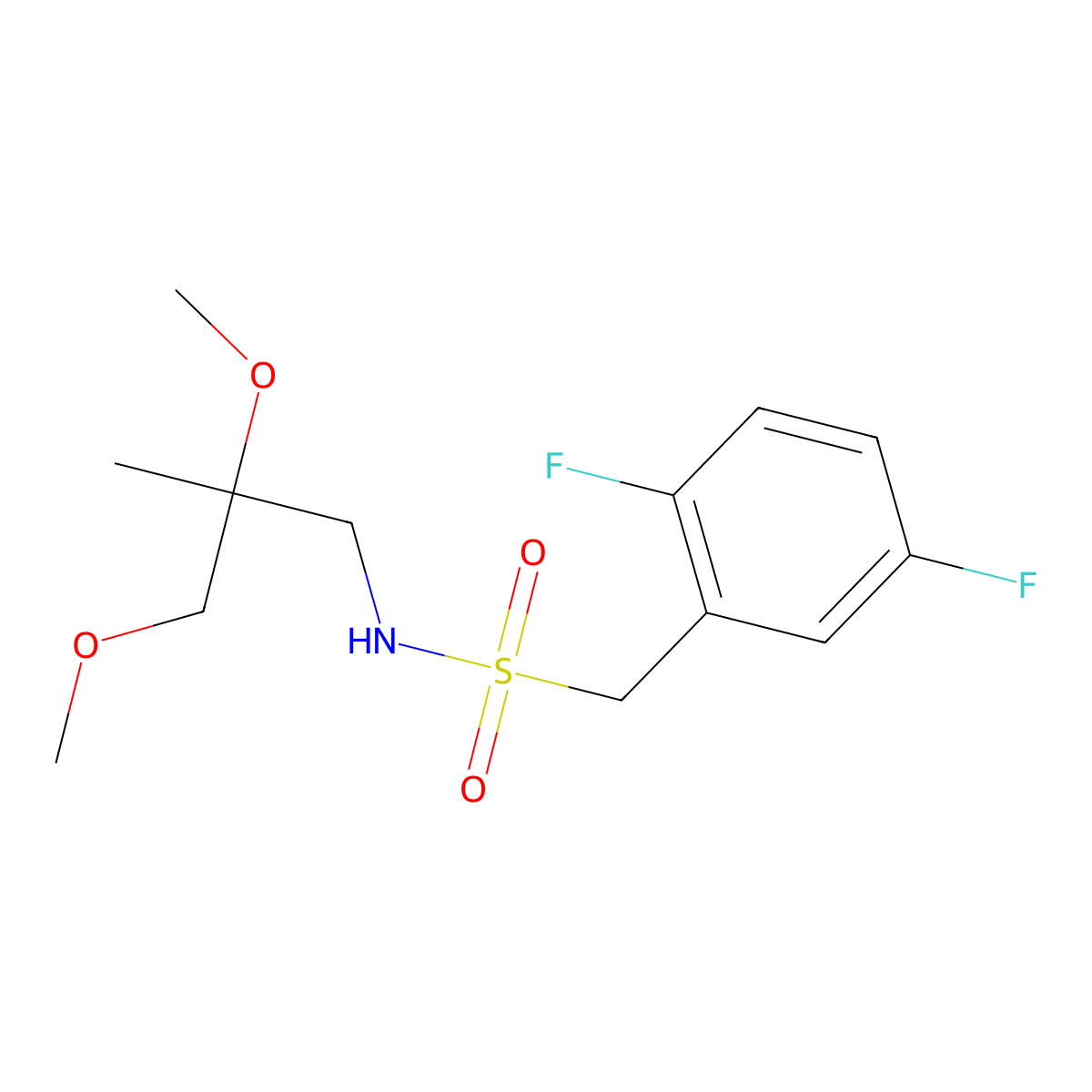 1-(2,5-difluorophenyl)-N-(2,3-dimethoxy-2-methylpropyl)methanesulfonamide molecular structure, CAS 2034586-81-5