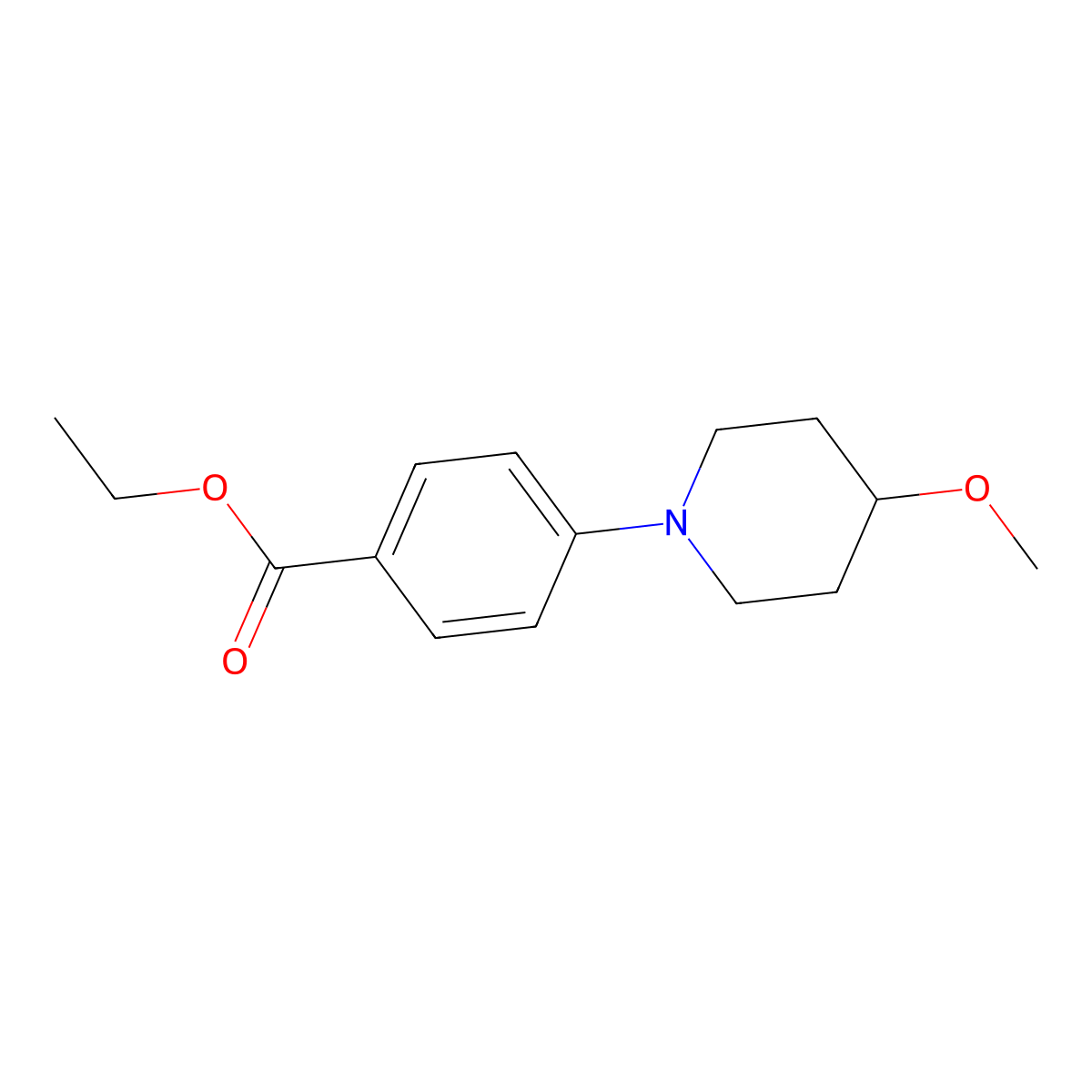 Ethyl 4-(4-methoxypiperidin-1-yl)benzoate molecular structure, CAS 2034586-82-6