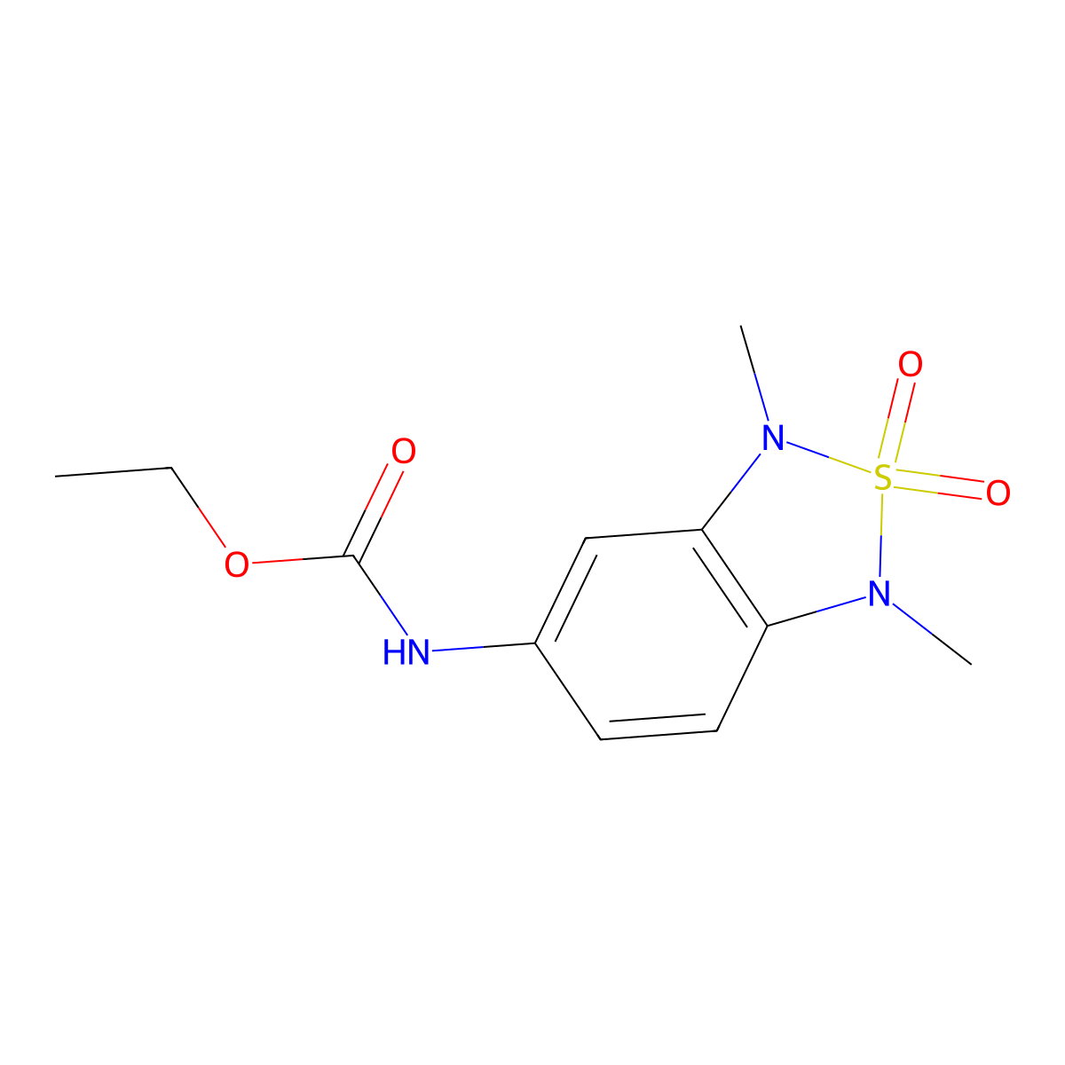 Ethyl (1,3-dimethyl-2,2-dioxido-1,3-dihydrobenzo[c][1,2,5]thiadiazol-5-yl)carbamate molecular structure, CAS 2034586-84-8