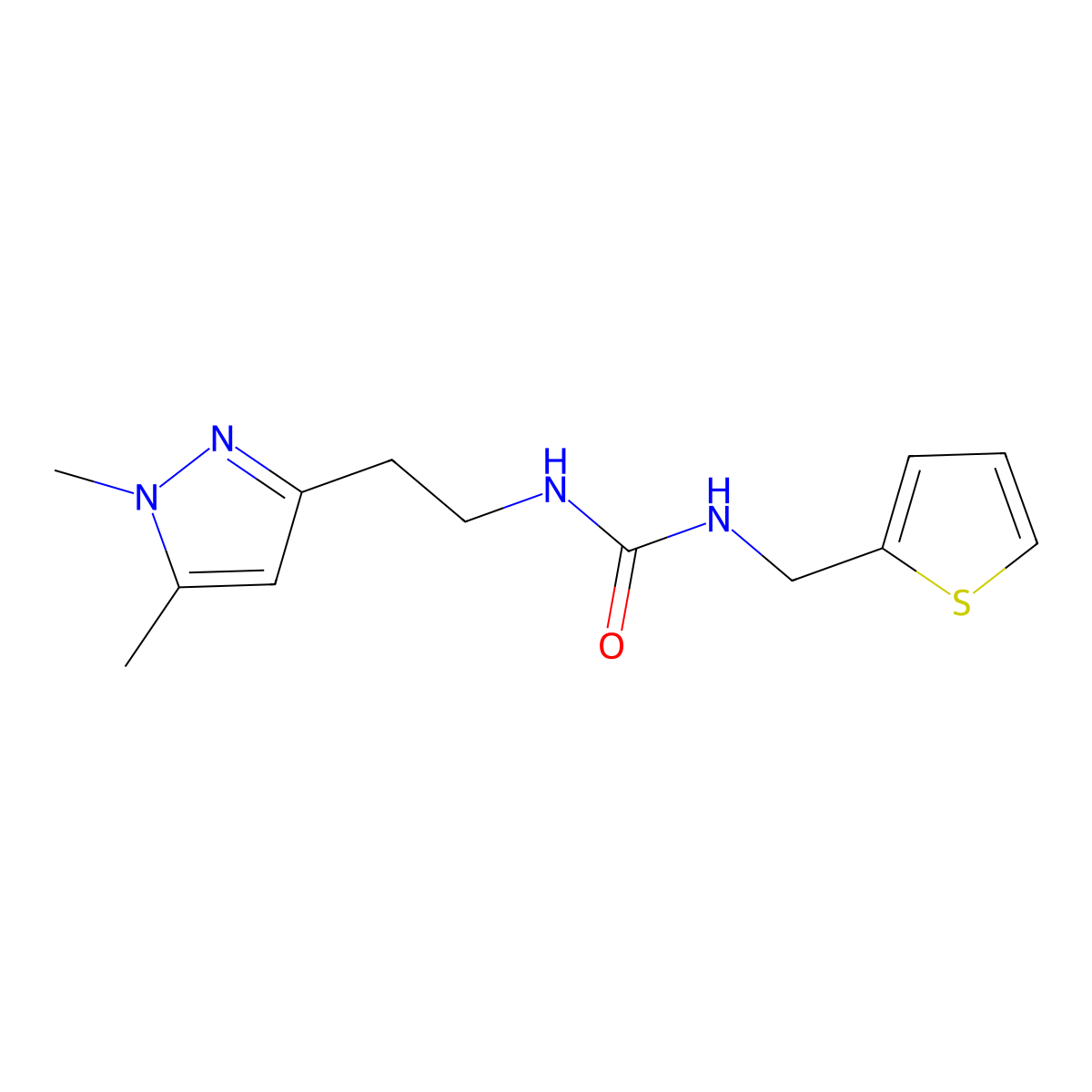1-(2-(1,5-dimethyl-1H-pyrazol-3-yl)ethyl)-3-(thiophen-2-ylmethyl)urea molecular structure, CAS 2034586-87-1