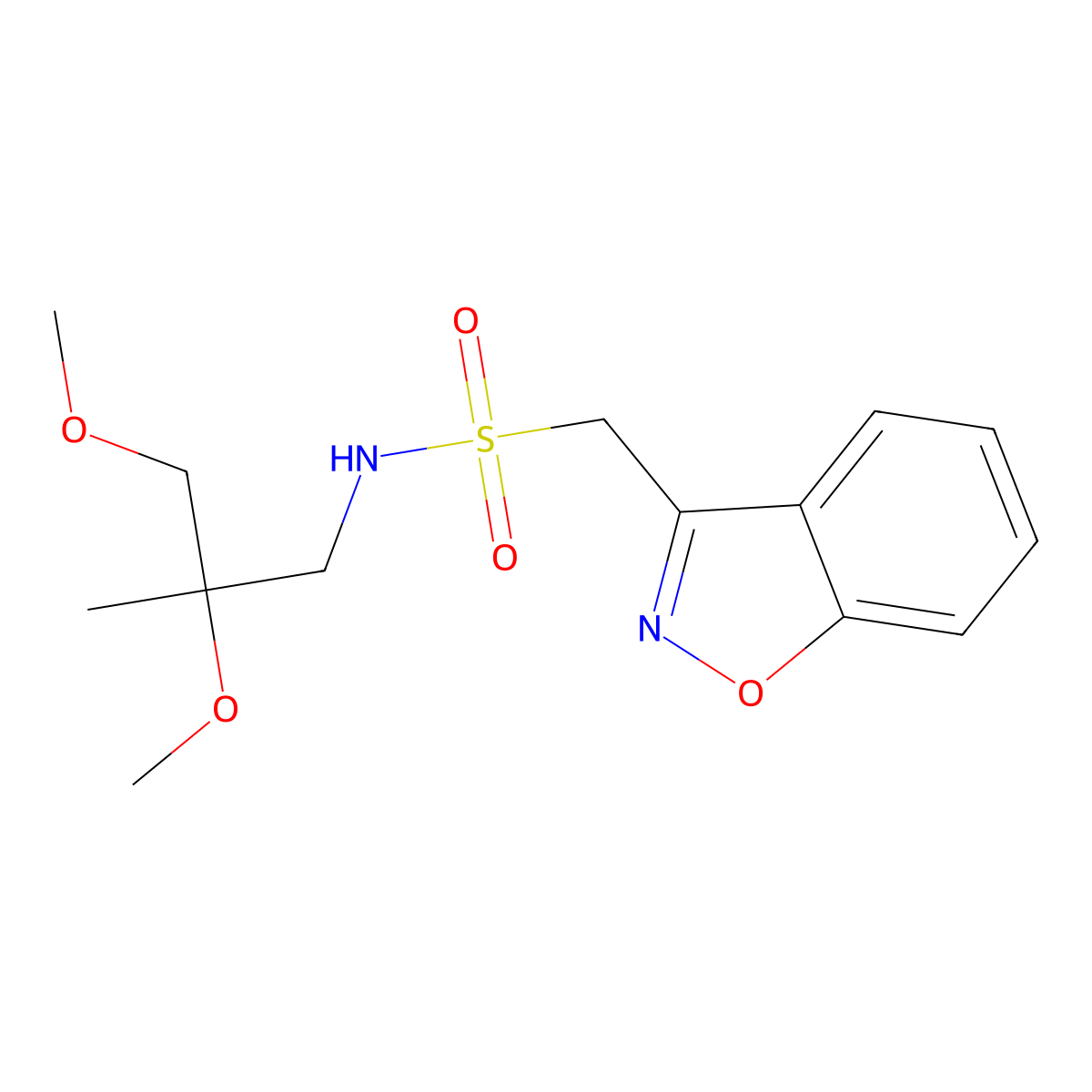 1-(1,2-benzoxazol-3-yl)-N-(2,3-dimethoxy-2-methylpropyl)methanesulfonamide molecular structure, CAS 2034586-89-3