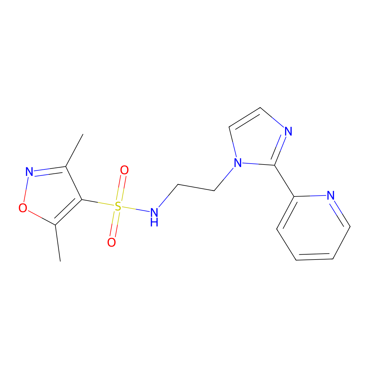 3,5-dimethyl-N-(2-(2-(pyridin-2-yl)-1H-imidazol-1-yl)ethyl)isoxazole-4-sulfonamide molecular structure, CAS 2034586-95-1