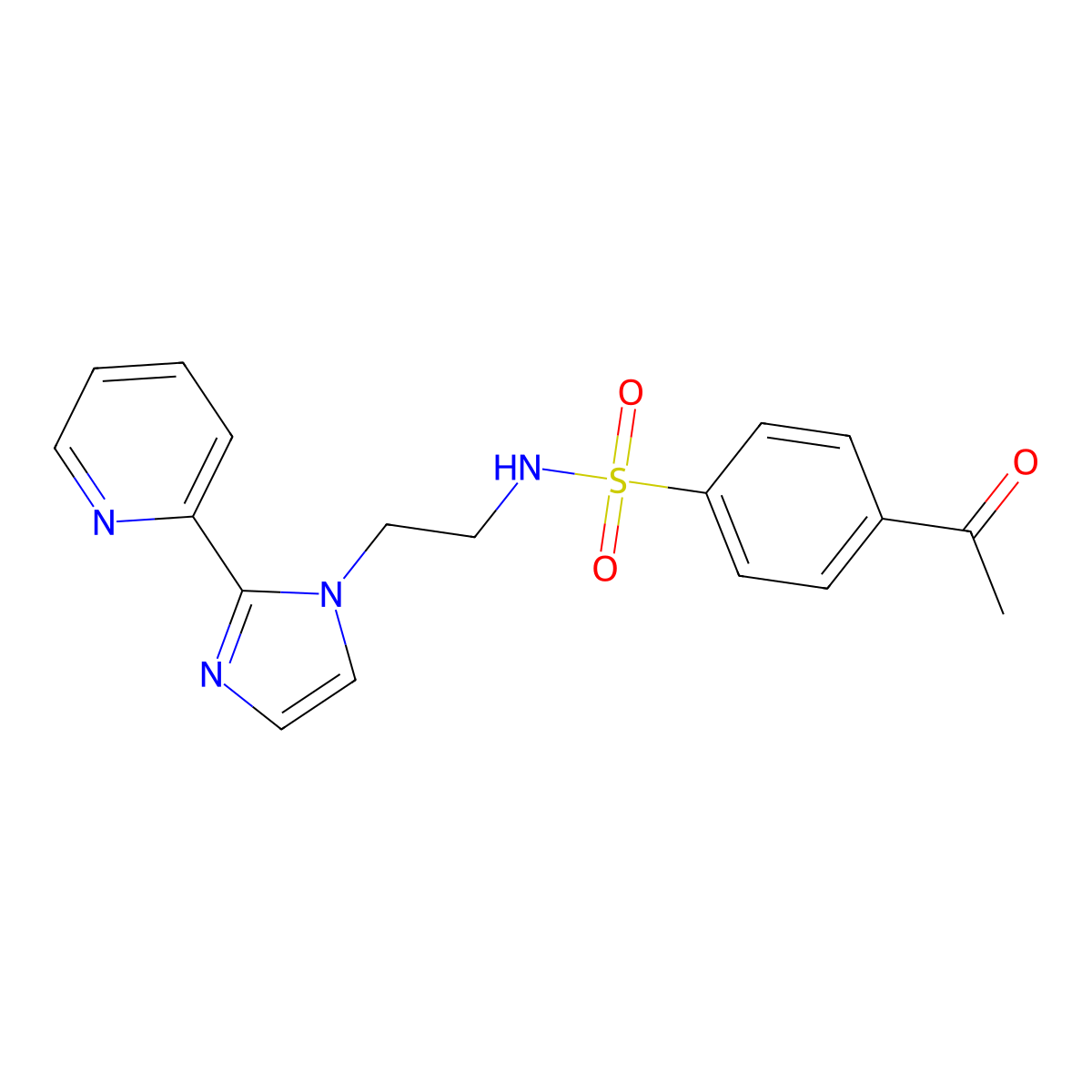 4-acetyl-N-(2-(2-(pyridin-2-yl)-1H-imidazol-1-yl)ethyl)benzenesulfonamide molecular structure, CAS 2034587-01-2