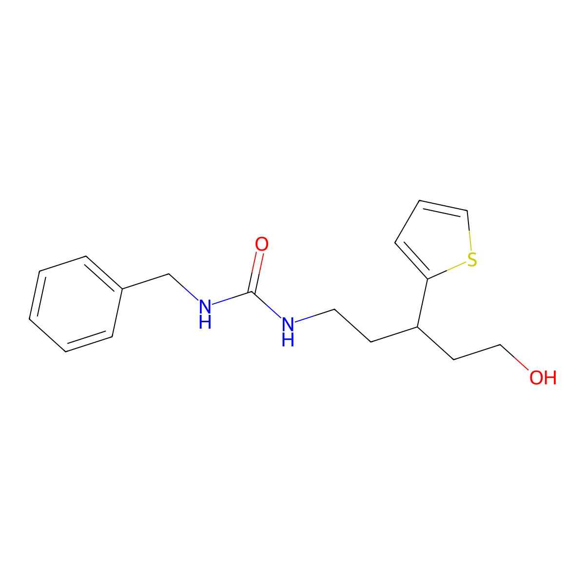 1-Benzyl-3-(5-hydroxy-3-(thiophen-2-yl)pentyl)urea molecular structure, CAS 2034587-04-5