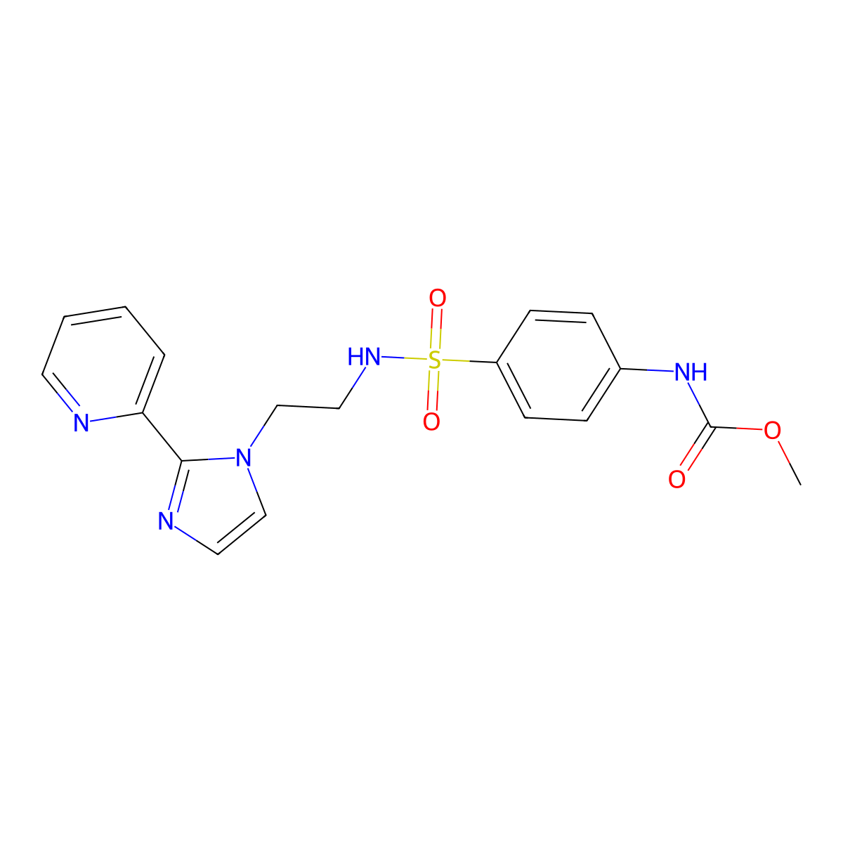 methyl (4-(N-(2-(2-(pyridin-2-yl)-1H-imidazol-1-yl)ethyl)sulfamoyl)phenyl)carbamate molecular structure, CAS 2034587-07-8