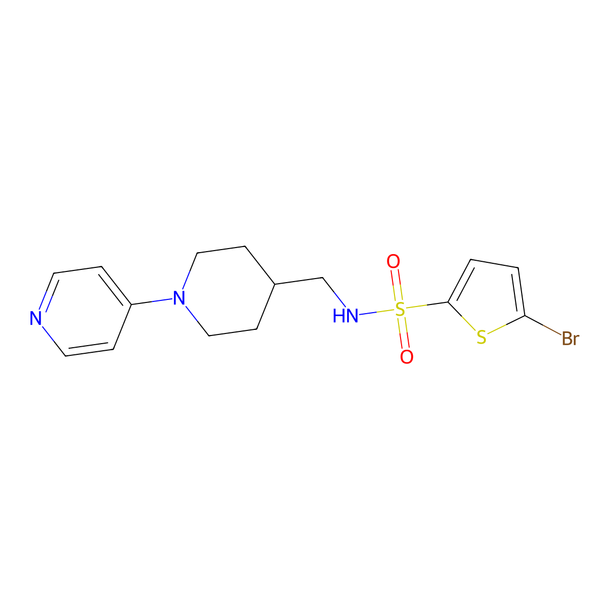 5-bromo-N-((1-(pyridin-4-yl)piperidin-4-yl)methyl)thiophene-2-sulfonamide molecular structure, CAS 2034587-08-9