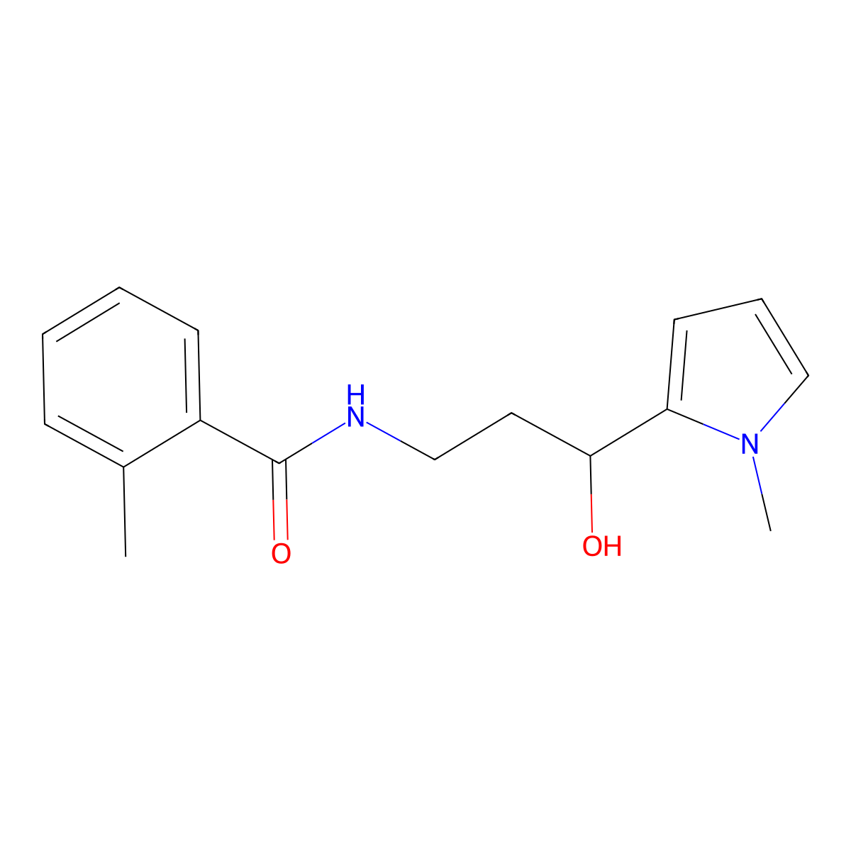 N-(3-hydroxy-3-(1-methyl-1H-pyrrol-2-yl)propyl)-2-methylbenzamide molecular structure, CAS 2034587-12-5