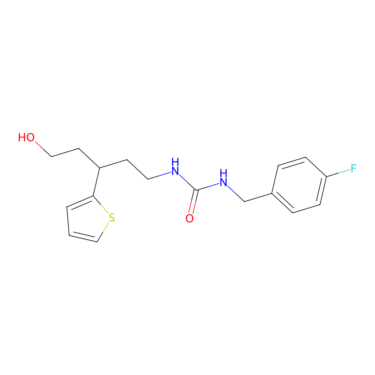 1-(4-Fluorobenzyl)-3-(5-hydroxy-3-(thiophen-2-yl)pentyl)urea molecular structure, CAS 2034587-14-7