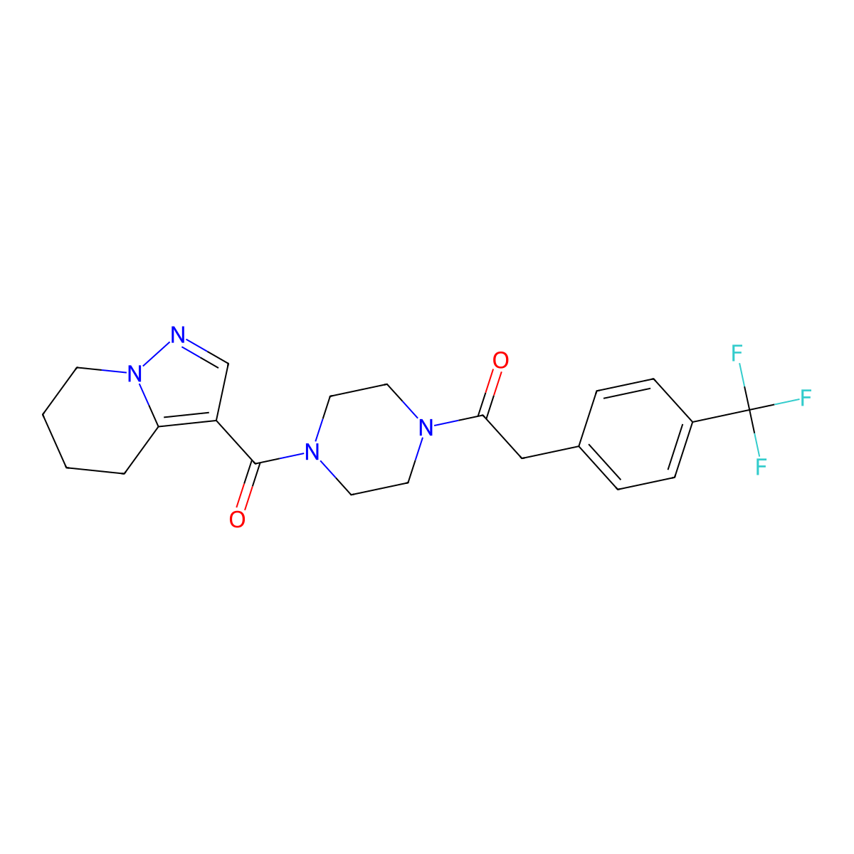 1-(4-(4,5,6,7-Tetrahydropyrazolo[1,5-a]pyridine-3-carbonyl)piperazin-1-yl)-2-(4-(trifluoromethyl)phenyl)ethanone molecular structure, CAS 2034587-15-8