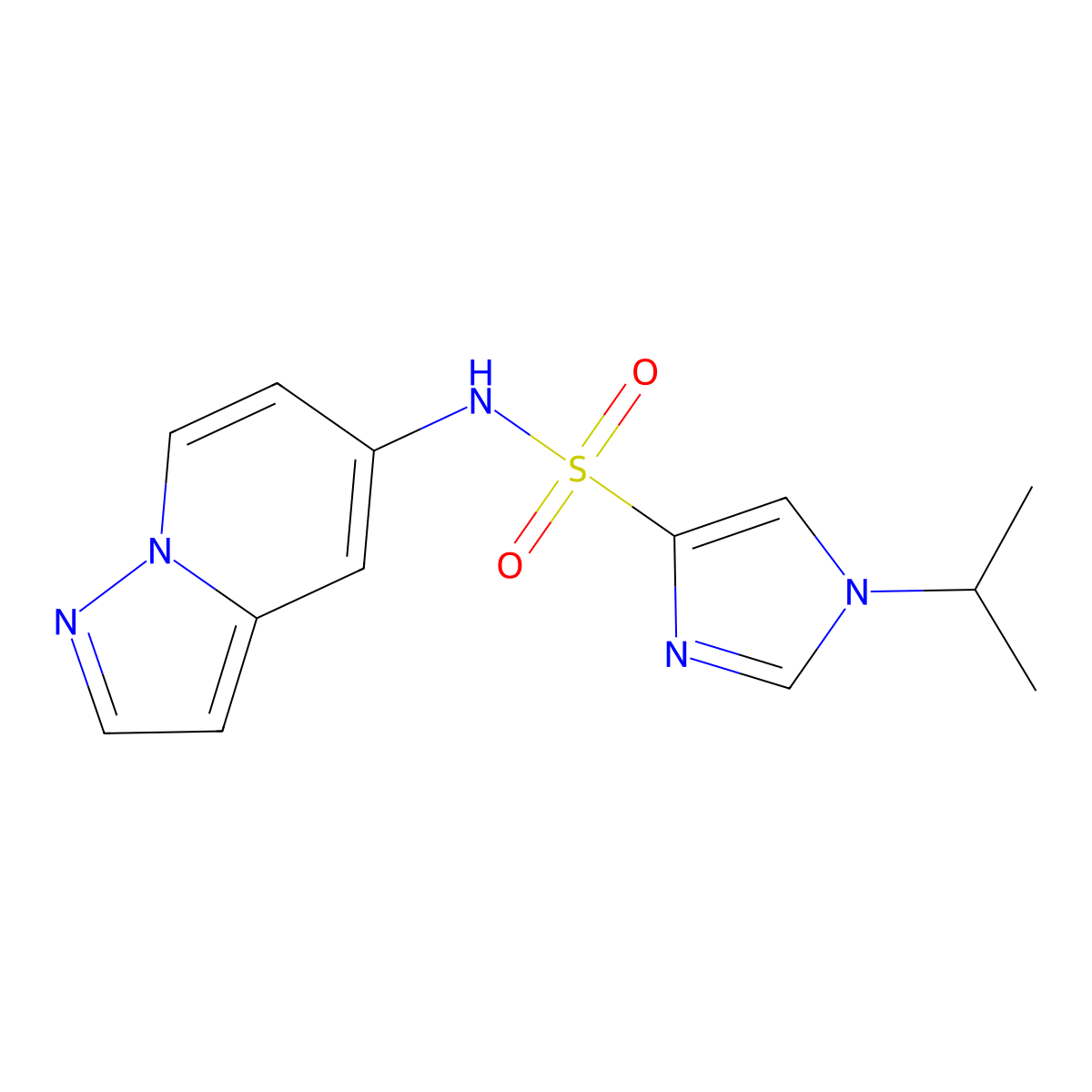 1-isopropyl-N-(pyrazolo[1,5-a]pyridin-5-yl)-1H-imidazole-4-sulfonamide molecular structure, CAS 2034587-17-0
