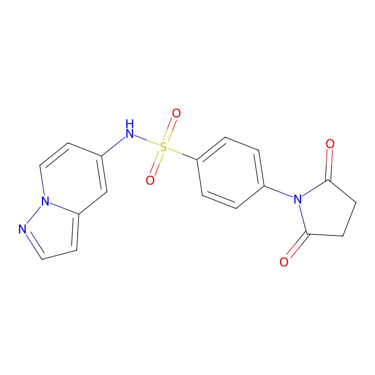 4-(2,5-dioxopyrrolidin-1-yl)-N-(pyrazolo[1,5-a]pyridin-5-yl)benzenesulfonamide molecular structure, CAS 2034587-24-9