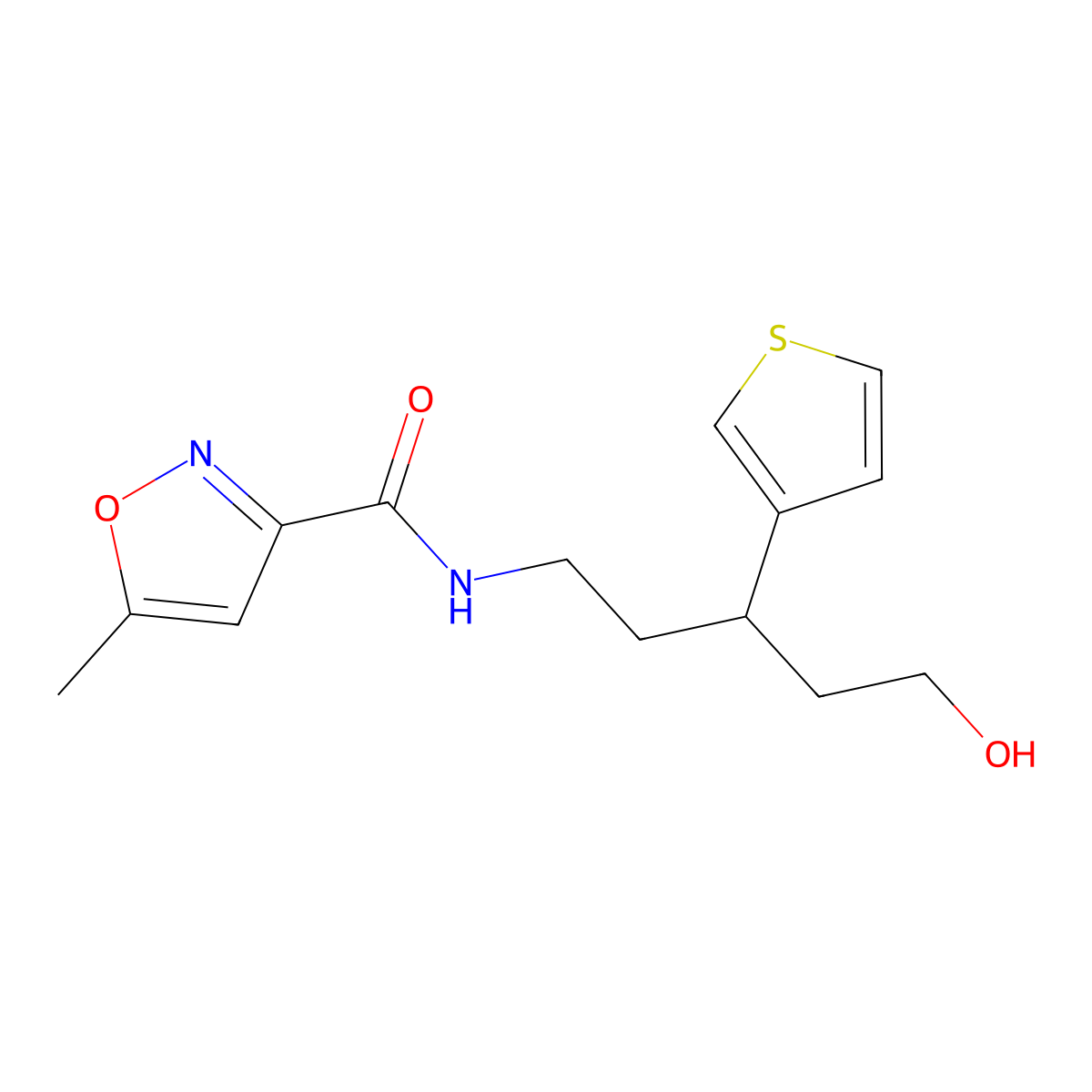 N-(5-hydroxy-3-(thiophen-3-yl)pentyl)-5-methylisoxazole-3-carboxamide molecular structure, CAS 2034587-27-2