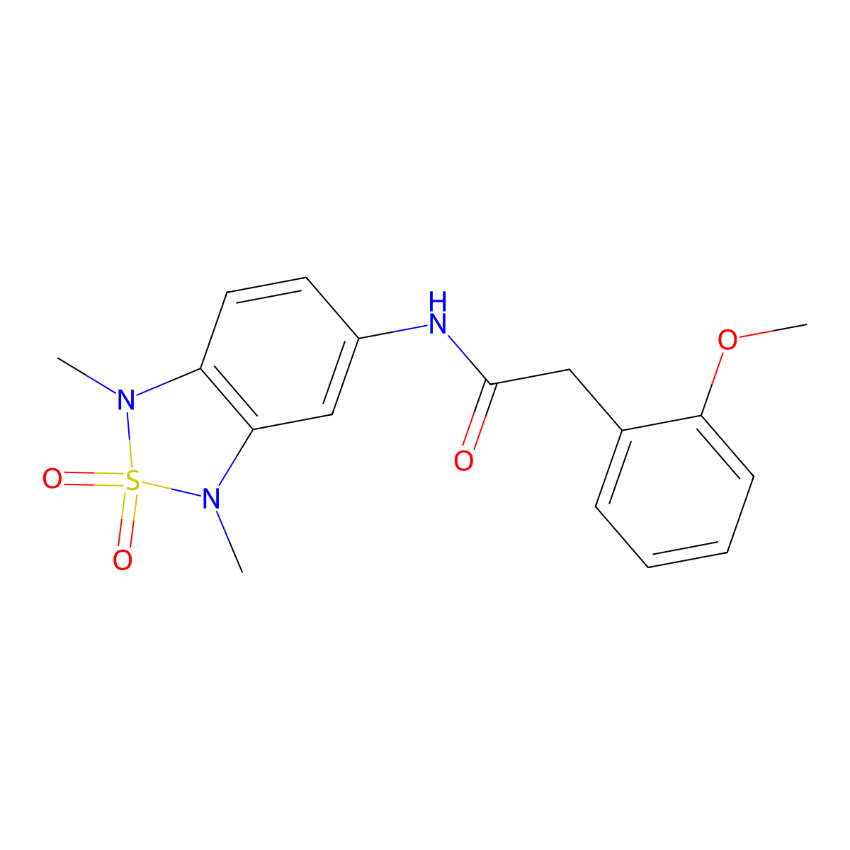 N-(1,3-dimethyl-2,2-dioxido-1,3-dihydrobenzo[c][1,2,5]thiadiazol-5-yl)-2-(2-methoxyphenyl)acetamide molecular structure, CAS 2034587-28-3