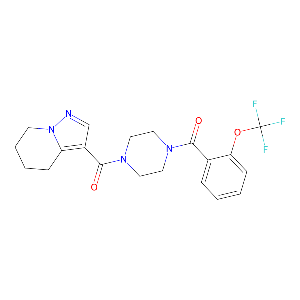 (4,5,6,7-Tetrahydropyrazolo[1,5-a]pyridin-3-yl)(4-(2-(trifluoromethoxy)benzoyl)piperazin-1-yl)methanone molecular structure, CAS 2034587-31-8