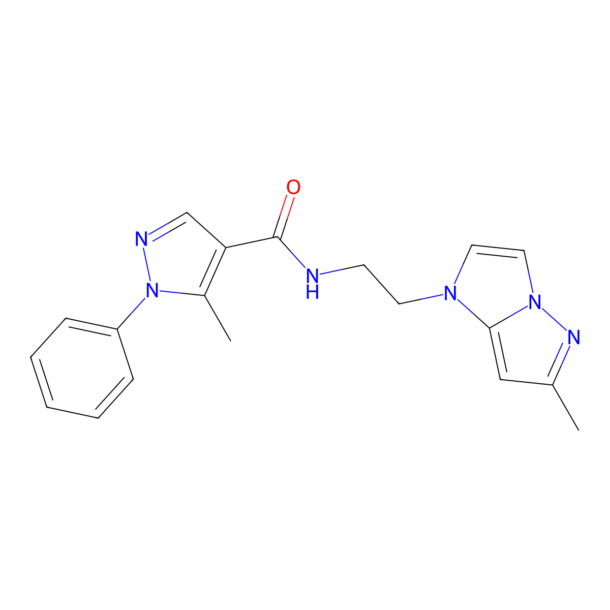 5-methyl-N-(2-(6-methyl-1H-imidazo[1,2-b]pyrazol-1-yl)ethyl)-1-phenyl-1H-pyrazole-4-carboxamide molecular structure, CAS 2034587-32-9
