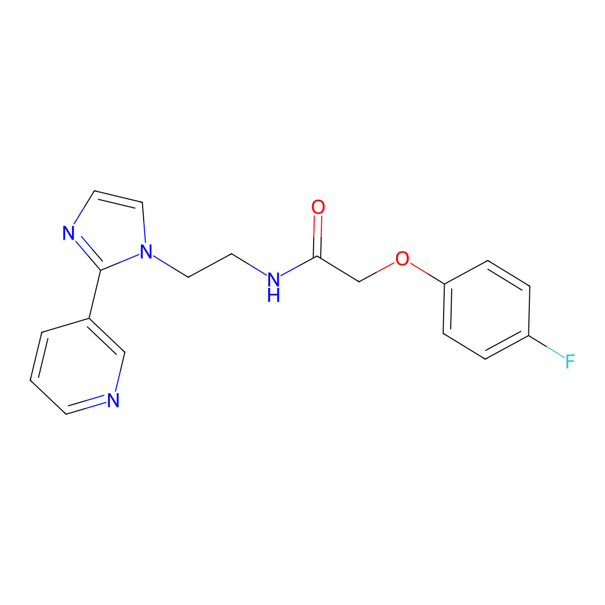 2-(4-fluorophenoxy)-N-{2-[2-(pyridin-3-yl)-1H-imidazol-1-yl]ethyl}acetamide molecular structure, CAS 2034587-35-2