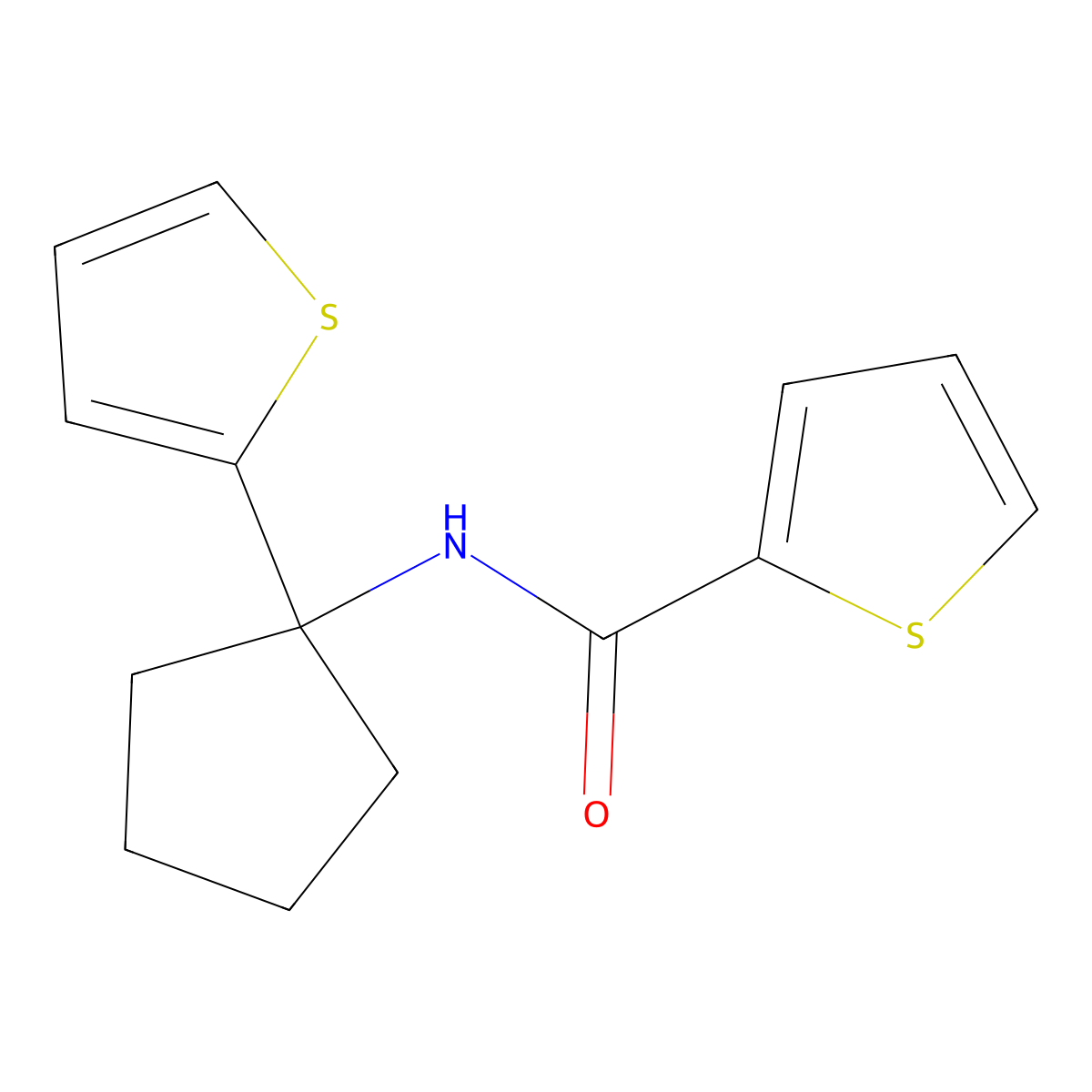 N-(1-(thiophen-2-yl)cyclopentyl)thiophene-2-carboxamide molecular structure, CAS 2034587-36-3