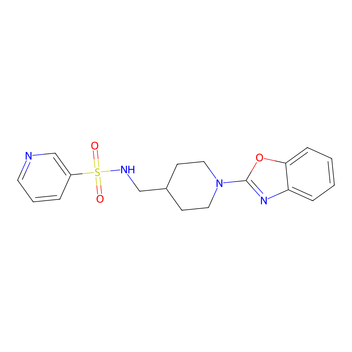 N-((1-(benzo[d]oxazol-2-yl)piperidin-4-yl)methyl)pyridine-3-sulfonamide molecular structure, CAS 2034587-38-5