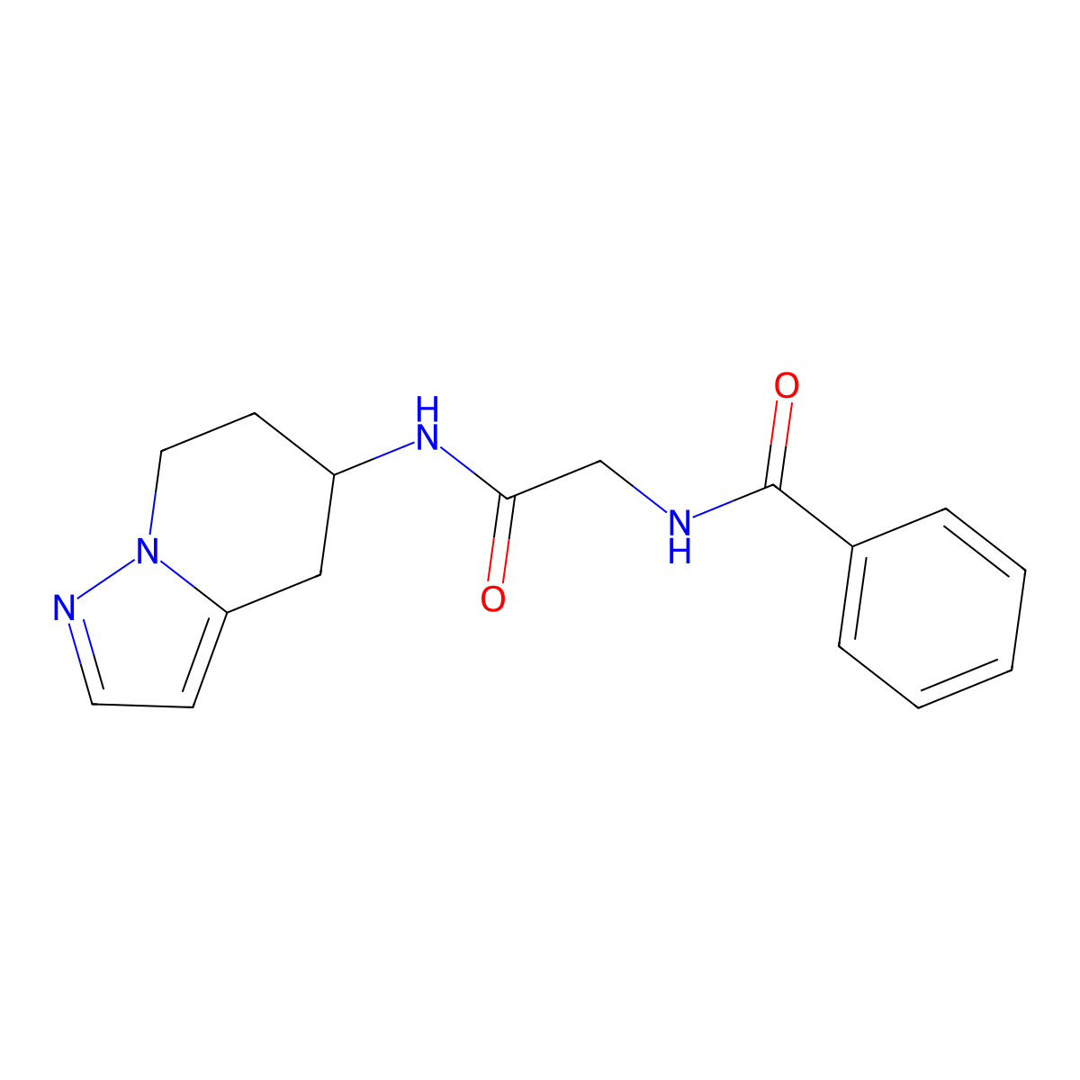 N-(2-oxo-2-((4,5,6,7-tetrahydropyrazolo[1,5-a]pyridin-5-yl)amino)ethyl)benzamide molecular structure, CAS 2034587-40-9