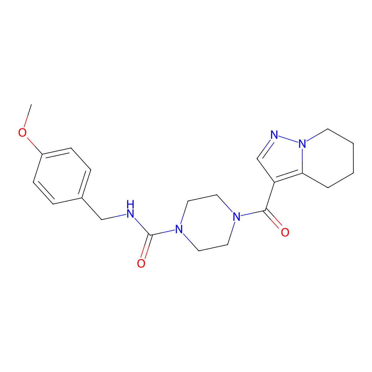 N-(4-methoxybenzyl)-4-(4,5,6,7-tetrahydropyrazolo[1,5-a]pyridine-3-carbonyl)piperazine-1-carboxamide molecular structure, CAS 2034587-46-5