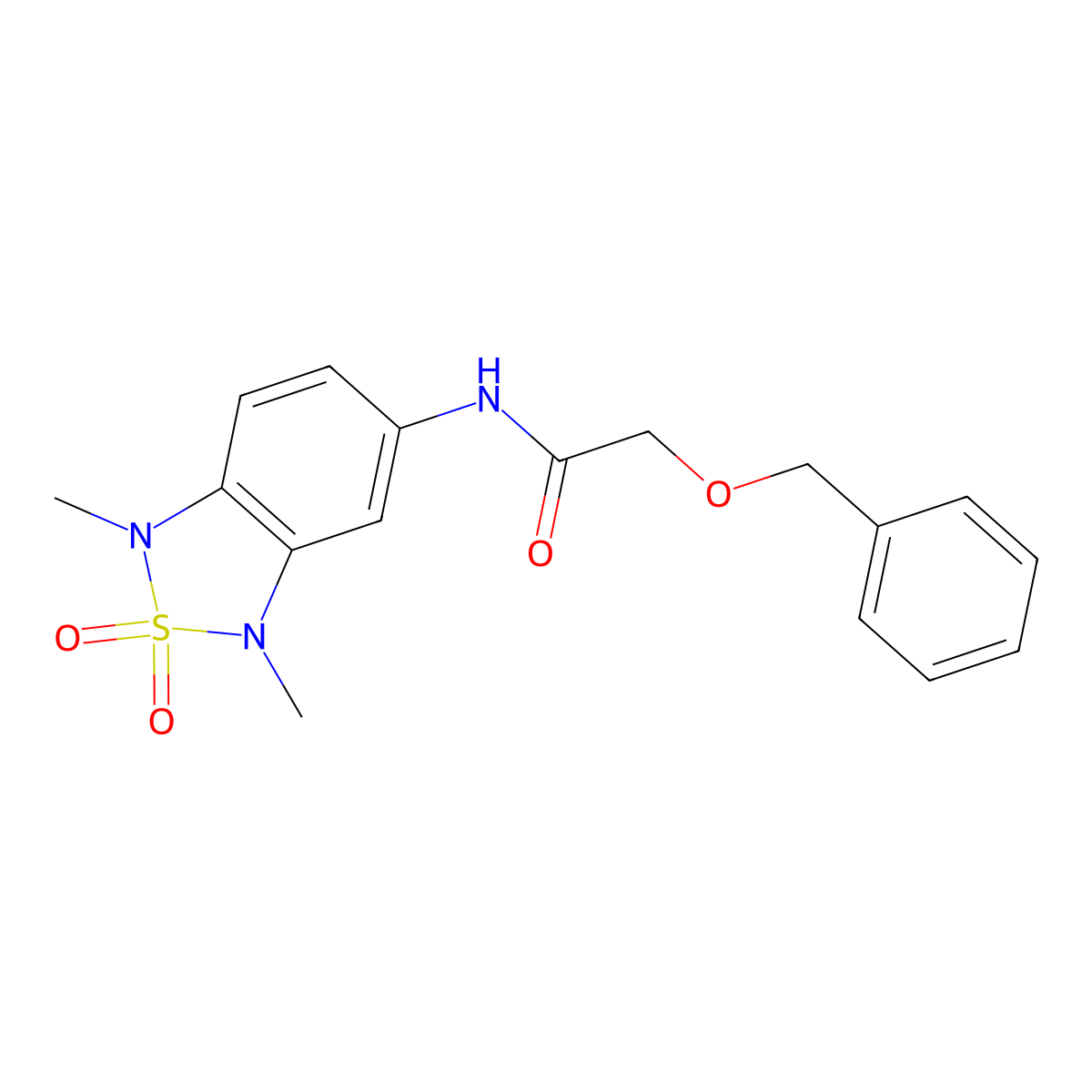 2-(benzyloxy)-N-(1,3-dimethyl-2,2-dioxido-1,3-dihydrobenzo[c][1,2,5]thiadiazol-5-yl)acetamide molecular structure, CAS 2034587-49-8