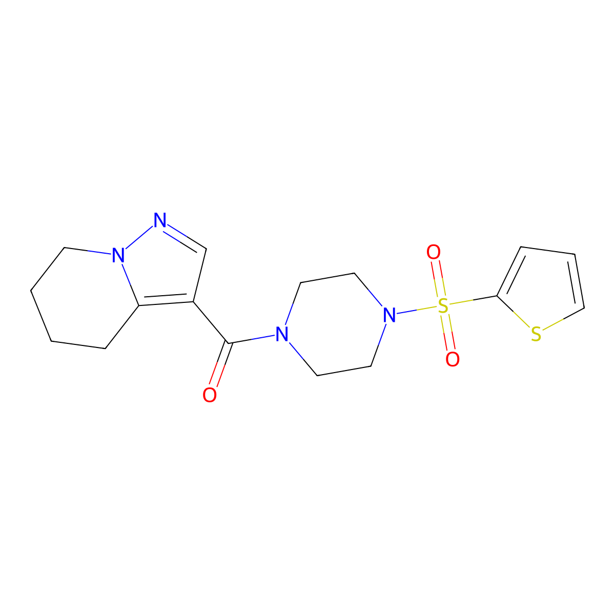 (4,5,6,7-Tetrahydropyrazolo[1,5-a]pyridin-3-yl)(4-(thiophen-2-ylsulfonyl)piperazin-1-yl)methanone molecular structure, CAS 2034587-58-9