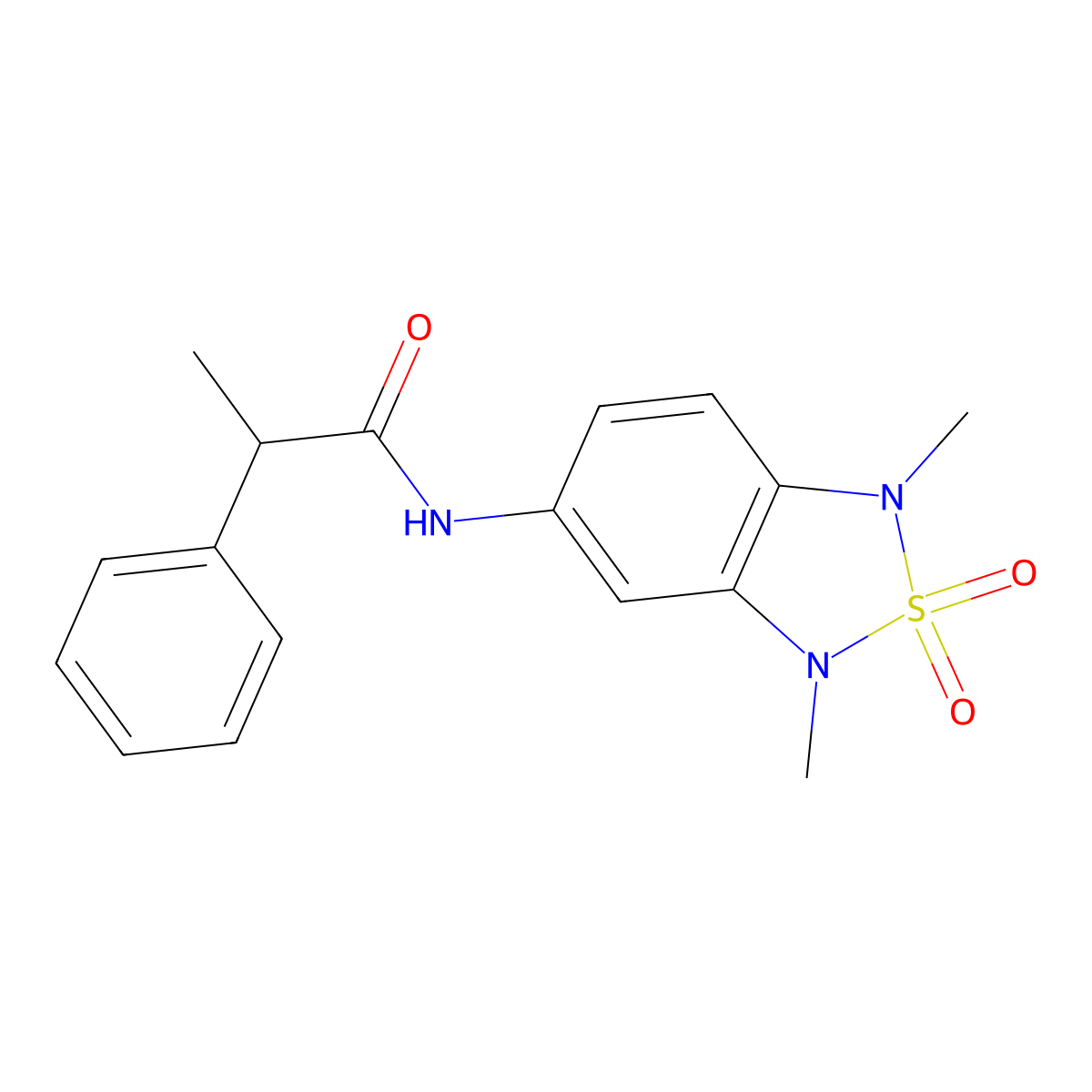 N-(1,3-dimethyl-2,2-dioxido-1,3-dihydrobenzo[c][1,2,5]thiadiazol-5-yl)-2-phenylpropanamide molecular structure, CAS 2034587-62-5