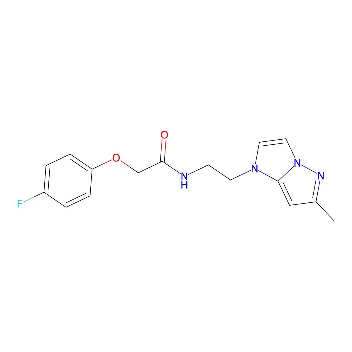 2-(4-fluorophenoxy)-N-(2-(6-methyl-1H-imidazo[1,2-b]pyrazol-1-yl)ethyl)acetamide molecular structure, CAS 2034587-63-6