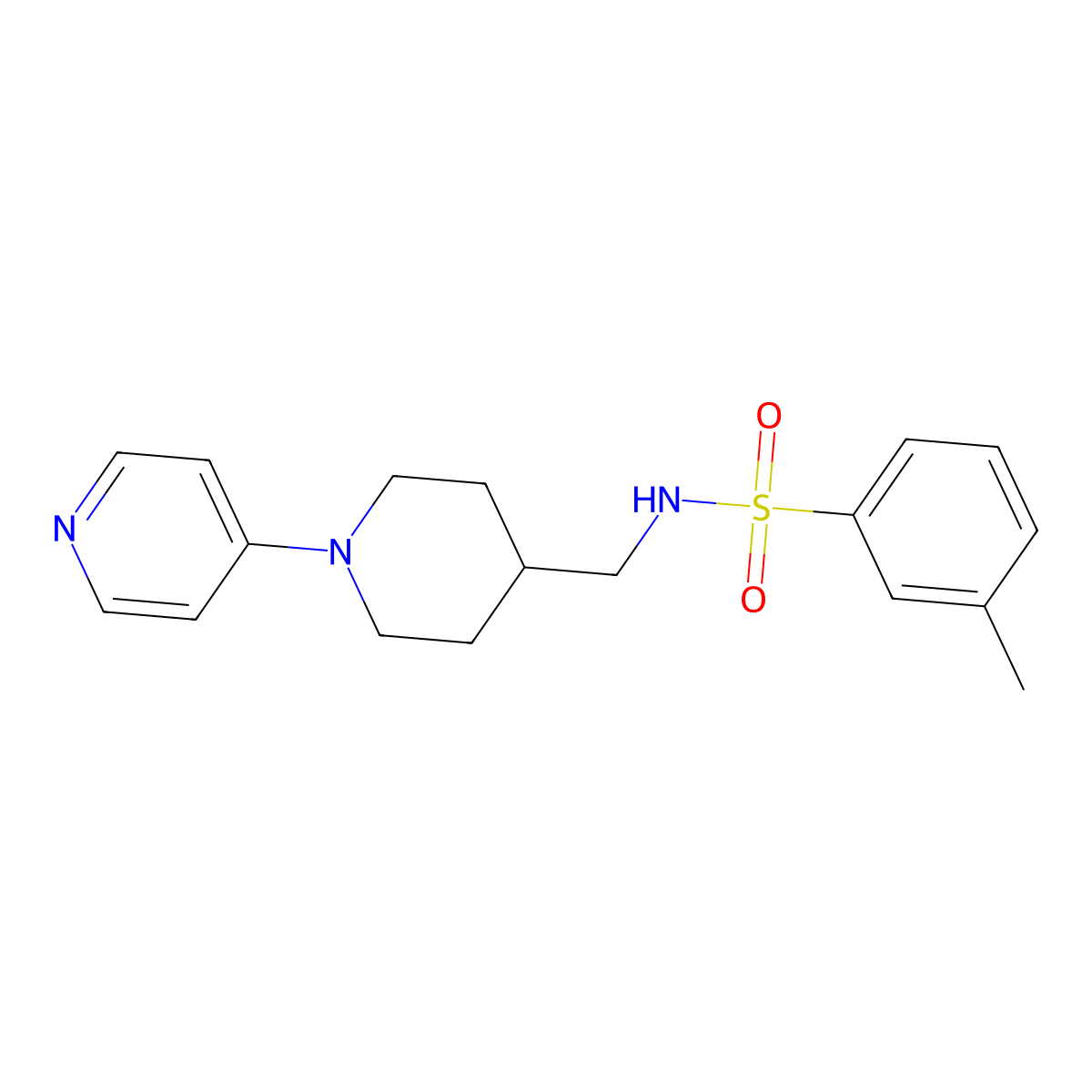3-methyl-N-((1-(pyridin-4-yl)piperidin-4-yl)methyl)benzenesulfonamide molecular structure, CAS 2034587-67-0