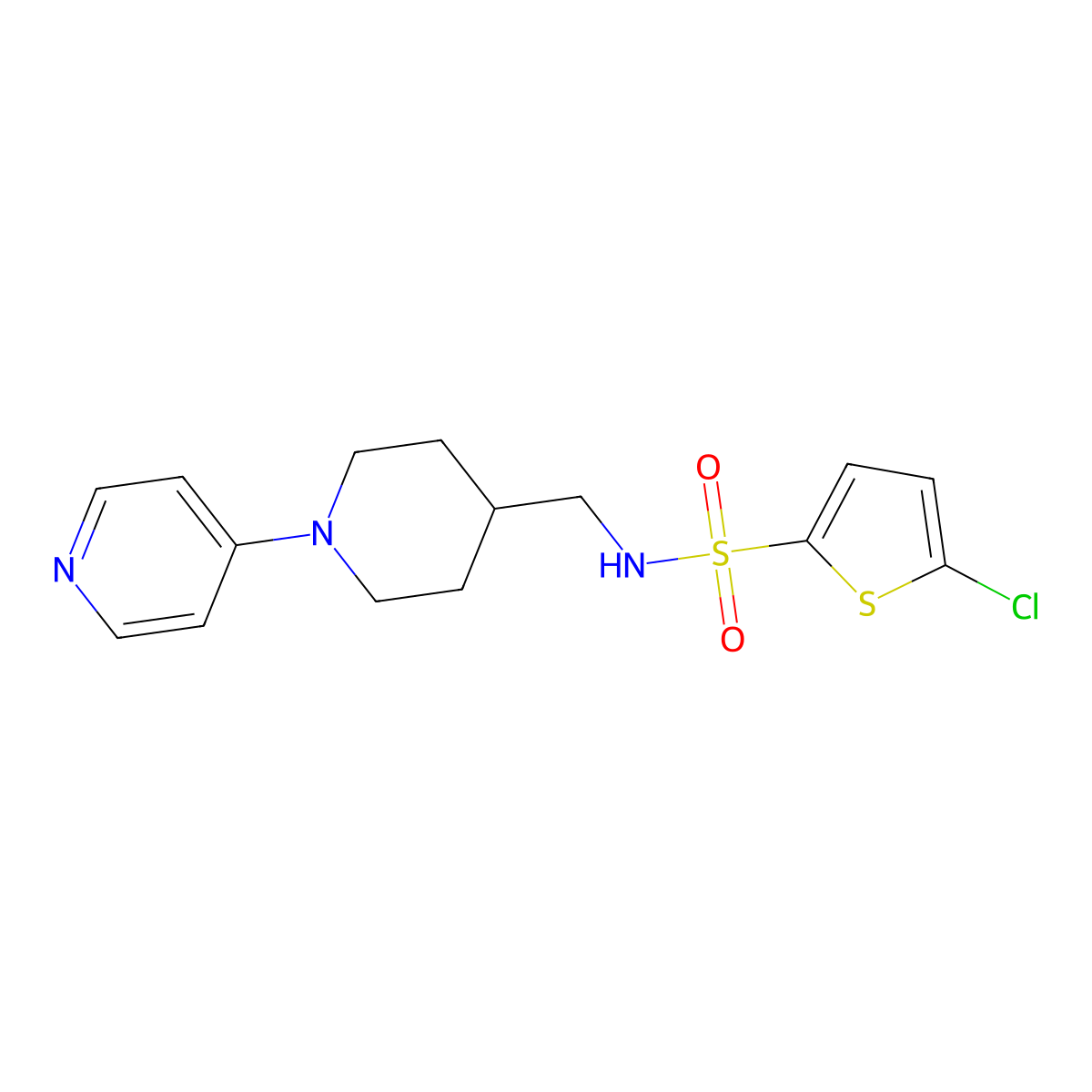 5-chloro-N-((1-(pyridin-4-yl)piperidin-4-yl)methyl)thiophene-2-sulfonamide molecular structure, CAS 2034587-75-0