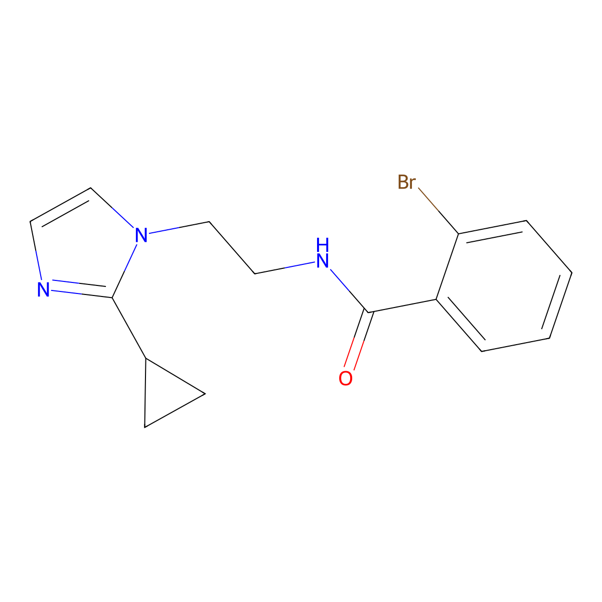 2-bromo-N-(2-(2-cyclopropyl-1H-imidazol-1-yl)ethyl)benzamide molecular structure, CAS 2034587-76-1